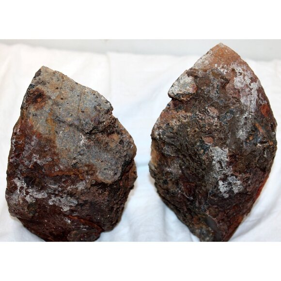 Brown Geodes Stones Bookends Agate Smooth Polished Natural Rough Outside Decor - Picture 5 of 6